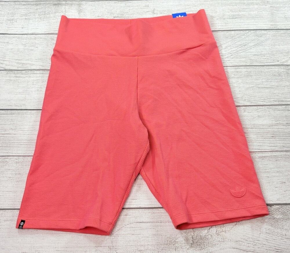 Adidas Womens High Rise Tight Fit Full Length Bike Shorts Orange/Pink Size XL